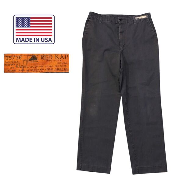 USA製 ワークパンツ 80S - 90S 35インチ ヴィンテージ 古着 アメリカ製 レッドキャップ グレー ビンテージ ワーク パンツ