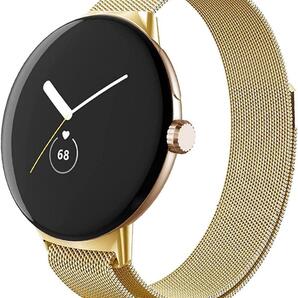 Google Pixel watchバンド 時計用ベルト ゴールド ステンレス スチール マグネットバンド コンパチブル 防水性 防錆性