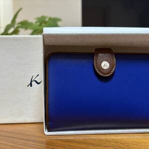 【新品・美品・箱付♪】Kitamura キタムラ 二折財布 がま口 ロイヤルブルー/ブルー NH0563 24601 Kロゴボタン