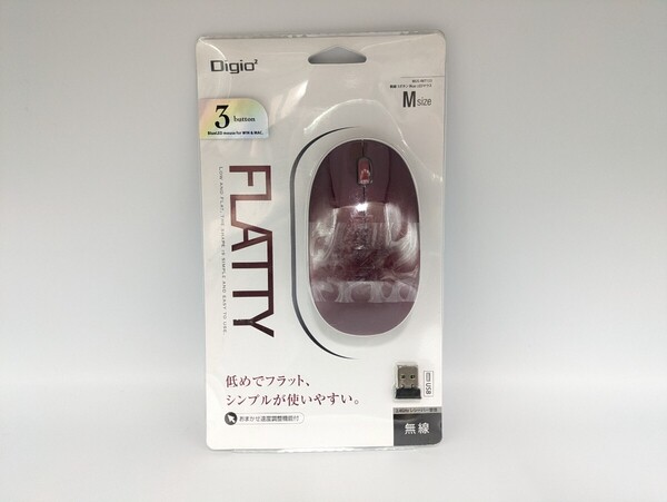 ナカバヤシ デジオ Digio 無線 静音 3ボタン BlueLED マウス レッド Mサイズ MUS-RKT153 ワイヤレスマウス