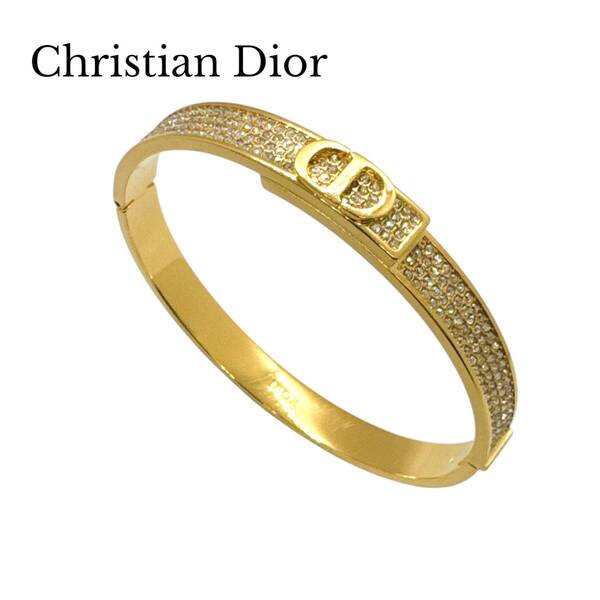 Christian Dior クリスチャンディオール バングル ブレスレット 30 Montaigne 30 モンテーニュ CDロゴ クリスタル ゴールド