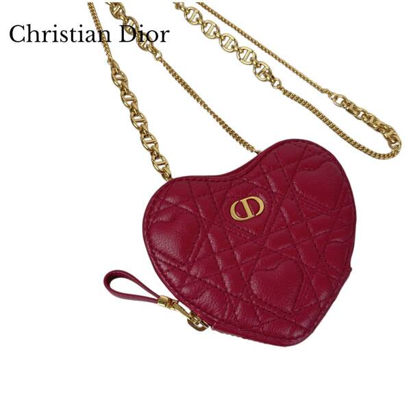 Christian Dior クリスチャンディオール チェーンショルダーポーチ ショルダーバッグ ハート カナージュ Dioramour Dior Caro カロ レッド