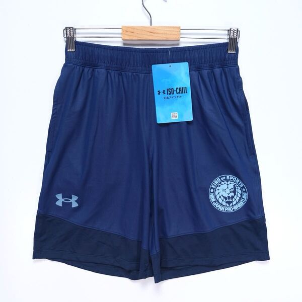 【送料無料】【未使用】新日本プロレス/UNDER ARMOUR(アンダーアーマー)/UA ライオンマーク アイソチル ショーツ/ショートパンツ/ネイビー