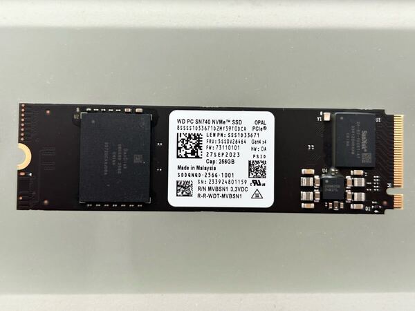 ア WD PC SN740 NVMe SSD 256GB PCIe Gen4 M.2 2280 SDDQNQD 未使用に近い