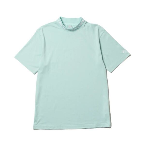 ★新品★ NEWERA GOLF 半袖 ミッドネック モックネック ジャカードロゴ ビーチキスブルー XXLサイズ ゴルフ 吸汗速乾