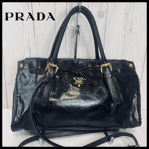 【 美品 】 PRADA プラダ ハンドバッグ レザー ショルダーバッグ 黒 ブラック 斜め掛け バッグ カバン