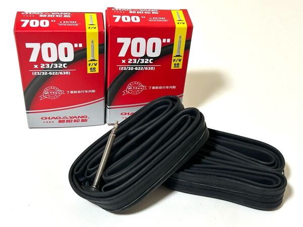 【送料無料特価】CHAOYANG ブチルチューブ 700×23-32C 仏式バルブ長60mm 新品2個セット《チャオヤン/700C/27インチ》