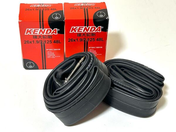 【送料無料】KENDA 26×1.9-2.125チューブ 仏式バルブ長48mm 新品2個セット《並行輸入品》