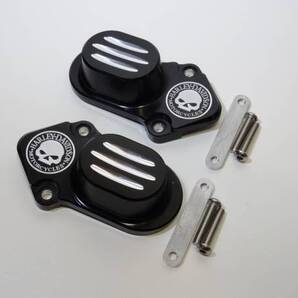 <良質> アルミ削り出し ブラックアルマイト仕上げ スポーツスター XL883N 1200X リア用アクスル カバー カスタムパーツ 黒 アイアン 6