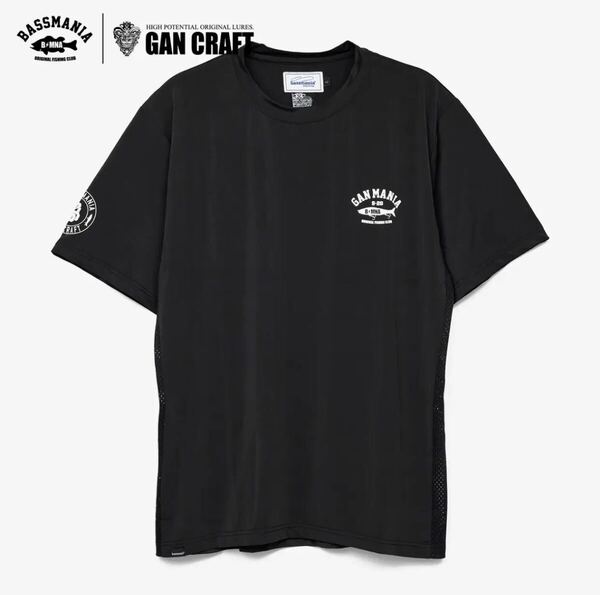 ☆限定生産 バスマニア × ガンクラフト ガンマニア ドライメッシュ 切り替え Tシャツ Lサイズ 黒 ブラックGANCRAFT×BASSMANIA GANMANIA☆