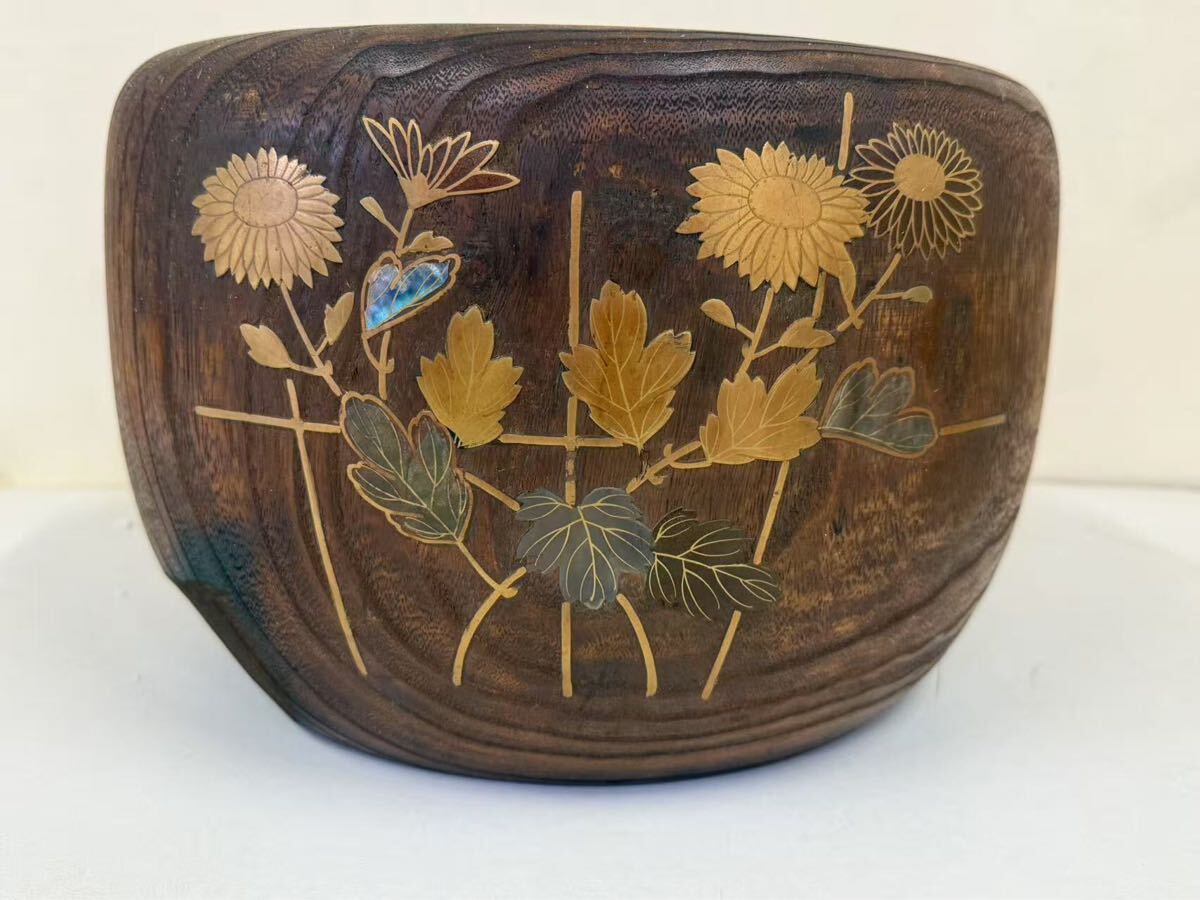 蒔絵 桐火鉢 手炙り 雀・草花文 螺鈿細工 内側銅器 外径約32cm Yahoo!オークション -「火鉢 桐 蒔絵」の落札相場・落札価格