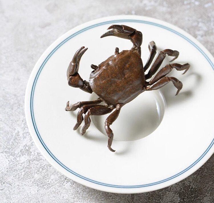 A*h様 銅製置物 蟹 カニ 茶道具 雨宮宗作 刻印あり 金工品 美術