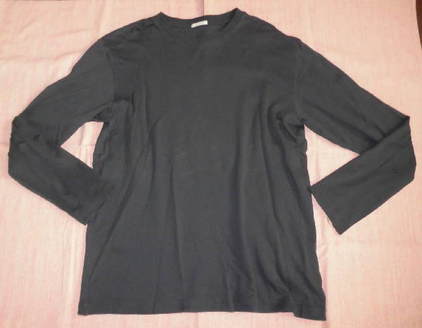 中古 GU ソフトコットンクルーネックT(長袖) L チャコール メンズ