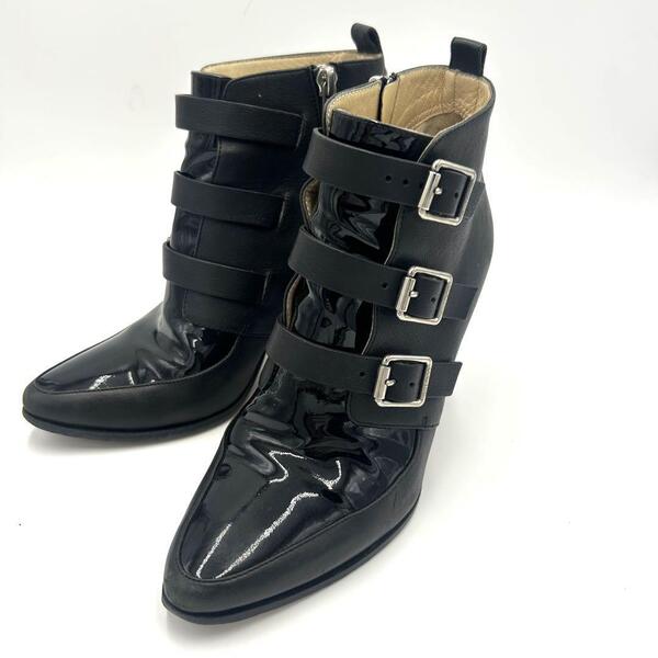JIMMY CHOO ジミーチュウ ショートブーツ レザー ブラック 24cm