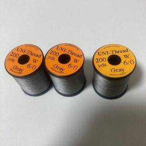 未使用品 ユニスレッド 6/0 グレー 200y ×3個 フライタイイング