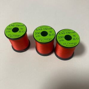 未使用品 ユニスレッド 8/0 flオレンジ 200y ×3個 フライタイイング