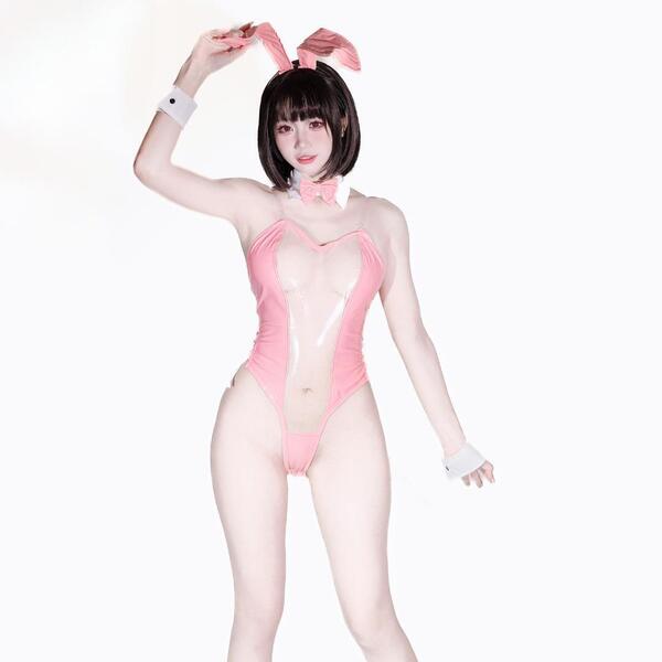 逆バニー シースルー コスプレ NIKKE メアリーバニーガール ピンク コスチューム セクシー 水着 ビキニ アニメ 2次元 撮影会 SNS キャラ