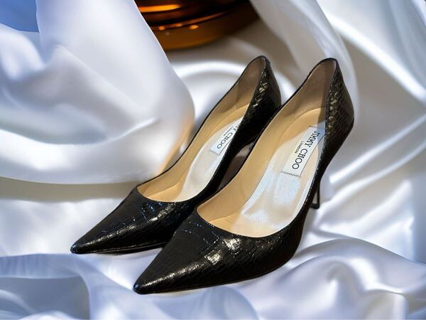 美品 ◆JIMMY CHOO◆ パンプス / ヒール / 36 / クロコ柄 / レザー /ジミーチュウ