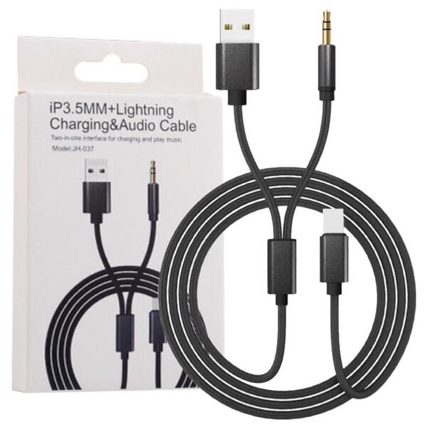 iPhone AUXケーブル 車 1.2m USB 充電 耐久性 音楽 ブラック