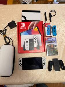 任天堂 Nintendo Switch 有機ELモデル 本体/箱 ホワイト ゲーム機本体, Mine Craft SDカード、ケースおまけセット 初期化/動作確認済