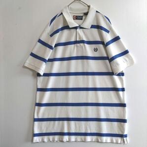 81 CHAPS 半袖ポロシャツ L ボーダー 白 青 US古着