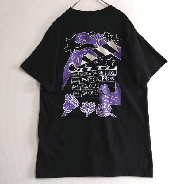 257 GILDAN 半袖Tシャツ M 黒 バックプリント US古着
