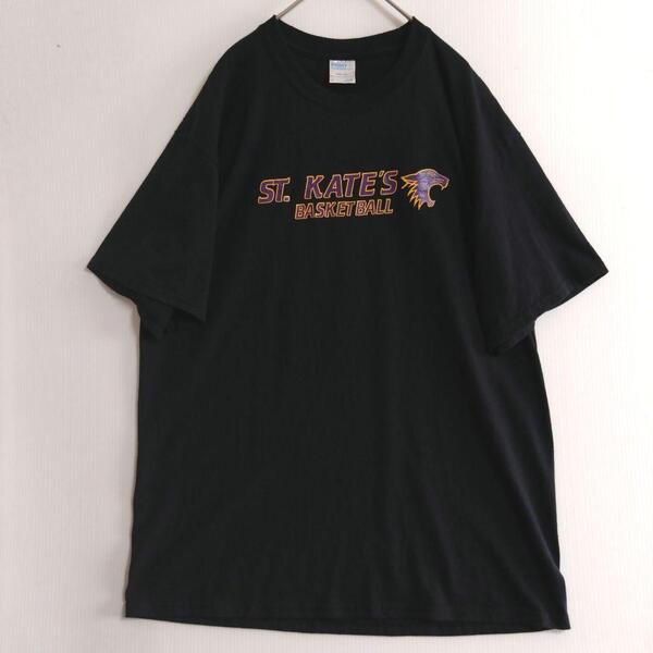 319 PORT&COMPANY 半袖Tシャツ L 黒 プリントロゴ US古着