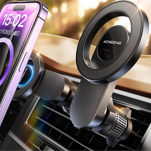 スマホホルダー 車 マグネット ACMEZING 車 スマホスタンド【史上最強の磁力&強化金属フック】magsafe 車載 カー用品