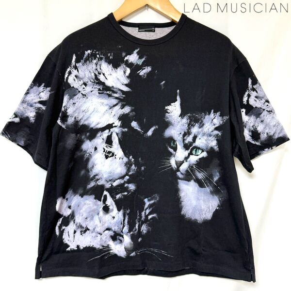 LAD MUSICIAN ラッド ミュージシャン 30/2 T-CLOTH CAT BIG T キャット 猫 Tシャツ ブラック 42 S