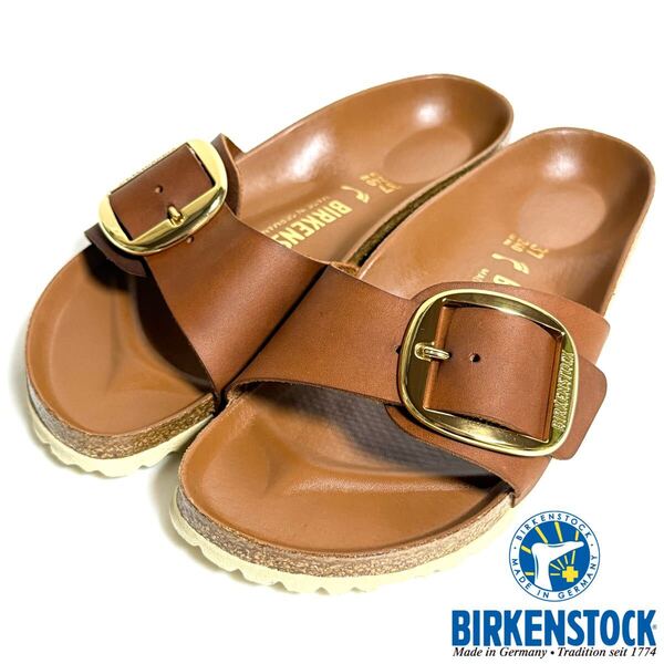 BIRKENSTOCK ビルケンシュトック MADRID BIG BUCKLE マドリッド ビッグバックル レザー サンダル 37 24.5cm コニャック