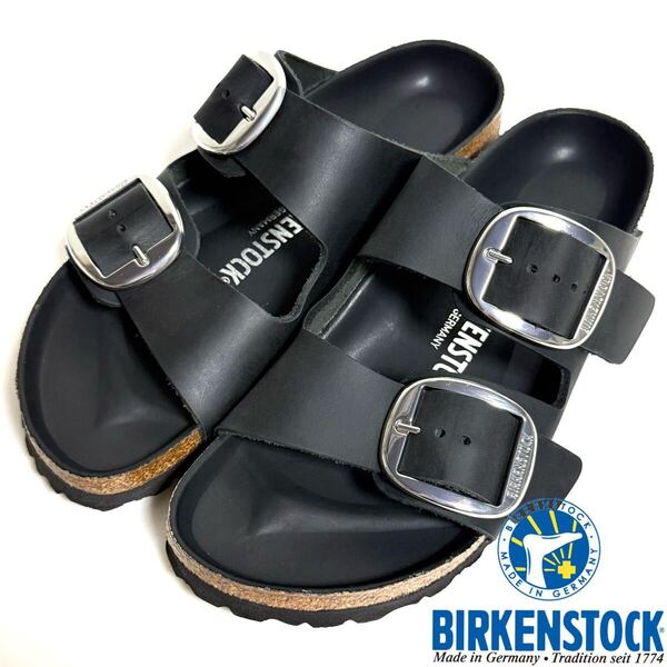 BIRKENSTOCK ビルケンシュトック ARIZONA BIG BUCKLE アリゾナ ビッグバックル ダブルストラップ レザー サンダル ブラック 24.5cm