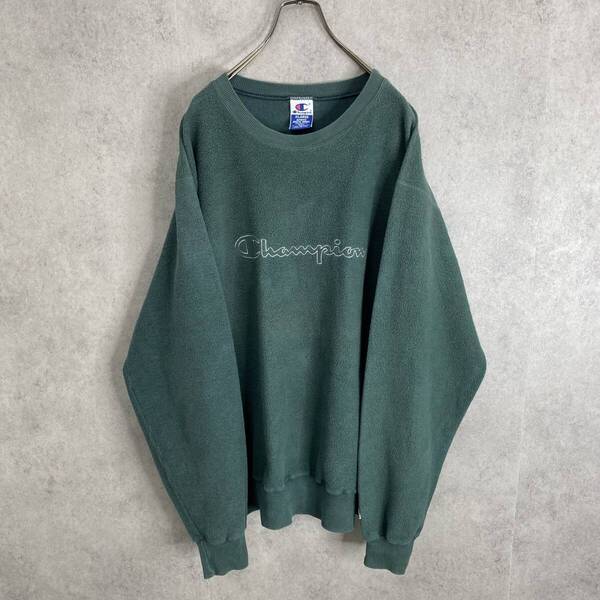 Champion チャンピオン 反転生地 ビッグロゴ グリーン系 XL LL スウェット トレーナー 90s
