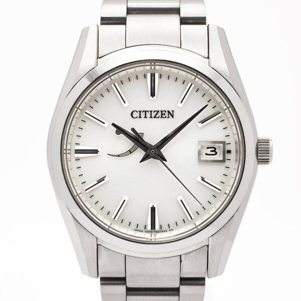 美品 CITIZEN シチズン The CITIZEN ザ・シチズン 年差±5秒 エコドライブ AQ1000-58A A010-T017983 シルバー文字盤 ステンレス