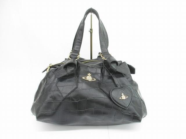 極美品 ヴィヴィアンウエストウッド ミニボストンバッグ オーブ レザー ブラック Vivienne Westwood（ボストンバッグ ・ ブラック/黒色系）の
