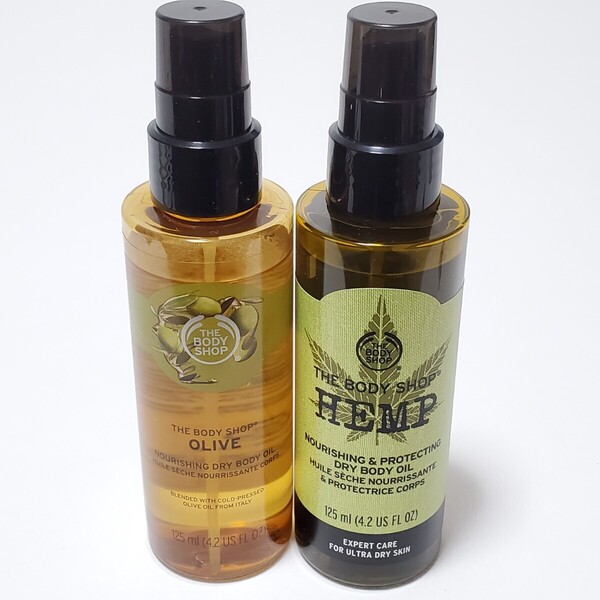 THE BODY SHOP プロテクティング ドライボディオイルHP+ドライボディオイルOLV(ボディ&ヘア用保湿オイル) 125ml ユーズド品