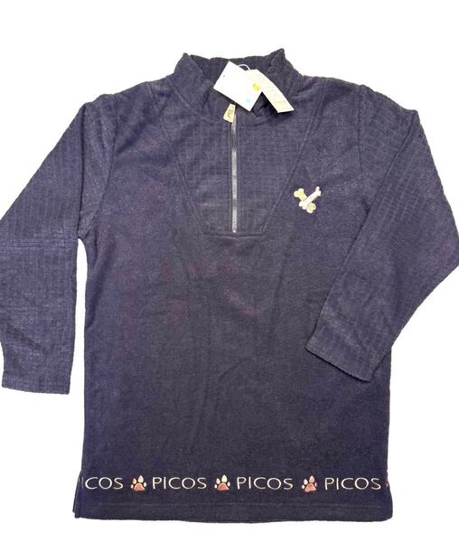 (送料無料)新品未使用品 PICOS ピコス レディース 長袖 ハーフジップ ニットシャツ☆ネイビーブルー ☆サイズM バスト79〜87身長154〜162㎝