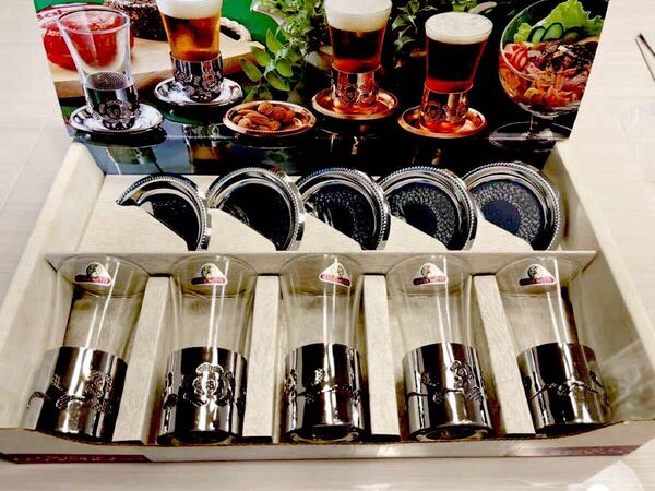 (送料無料)未使用保管品 MARIONETTE マリオネット ドラフトビールセット5客入り ☆サイズ 直径 約5.5㎝、高さ 約10㎝