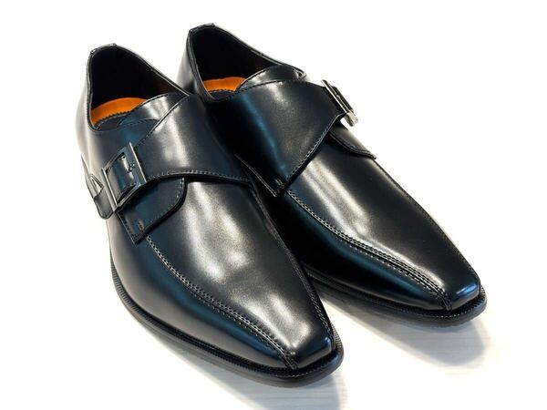(送料無料)新品未使用品 Black On TETE HOMME テットオム モンクストラップ ビジネスシューズ☆ブラック☆サイズ 27.0㎝ 幅広EEE