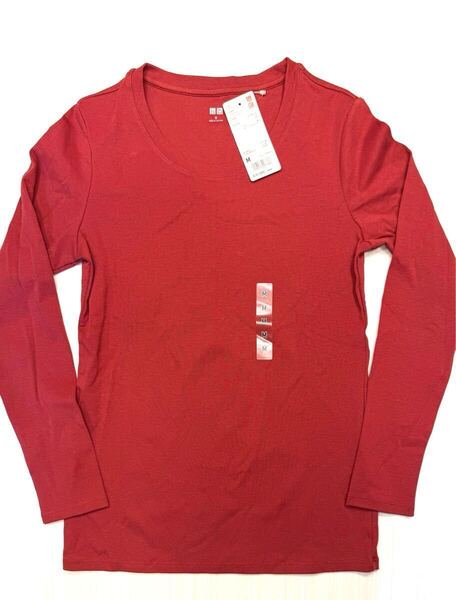 (送料無料)未使用品 UNIQLO ユニクロ レディース コンパクトコットン クルーネック 長袖Tシャツ☆サイズM バスト80〜86㎝☆素材 綿96%、他