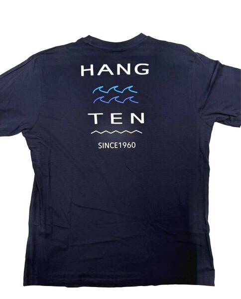 (送料無料)新品未使用品 HANGTENハンテン バックプリント メンズ半袖Tシャツ☆ネイビー☆サイズL胸囲96〜104㎝ 身長175〜185㎝☆綿100%