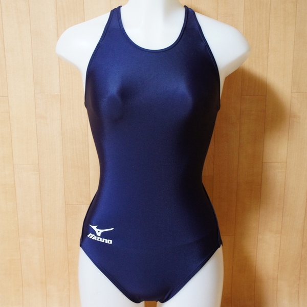mizuno ミズノ 光沢ネイビー 紺色スポーツワンピース水着 美品/M◇競泳水着 部活 スイミング