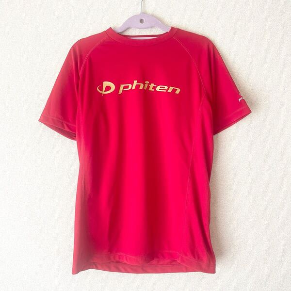 ファイテン phiten RAKUシャツ★Tシャツ 半袖 レディース M 赤 レッド Phitenロゴ カットソー トップス 健康 スポーツ トレーニング