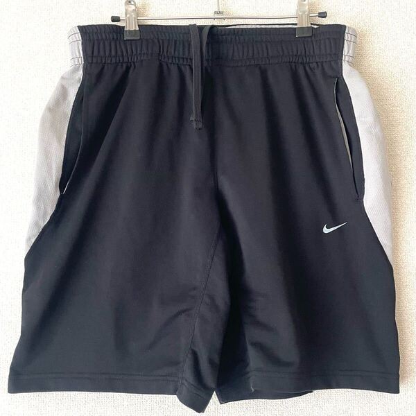 NIKE ハーフパンツ DRI-FIT ブラック 黒 ジャージ Lサイズ★ナイキ トレーニング バスケ 古着 ポリエステル 通気性 170-180cm スポーツ
