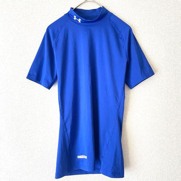 アンダーアーマー コンプレッション インナーシャツ SM★半袖 ヒートギア UNDER ARMOUR ブルー 青 メンズ トレーニング 筋トレ 負荷 筋肉