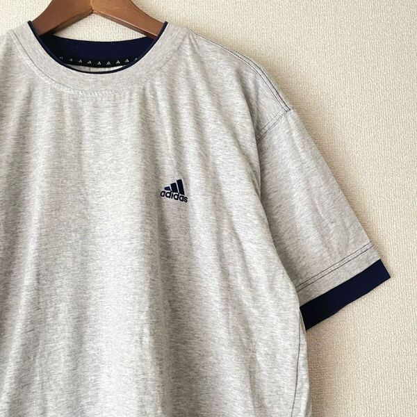 adidas アディダス 古着 T-79 平成 昭和 レトロ 半袖Tシャツ L グレー★80s 90s ビンテージ ヴィンテージ 古着好き スポーツ 海外製 USA