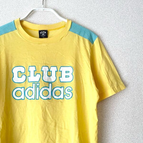 カワイイ★クラブ アディダス 激レア Tシャツ 160★イエロー 黄色 古着 デサント製 半袖80s 90s ビンテージ 昭和 レトロ Y2K リバイバル