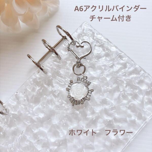 送料無料 バインダー貯金 A6アクリルバインダー saving 家計管理 水流 シルバー 白花