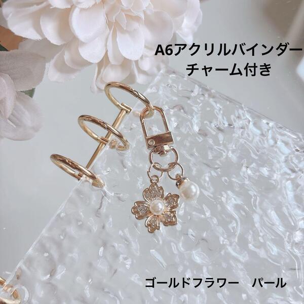 送料無料 アクリルバインダー A6 家計管理 韓国 バインダー貯金 水流 saving ゴールド 花*051