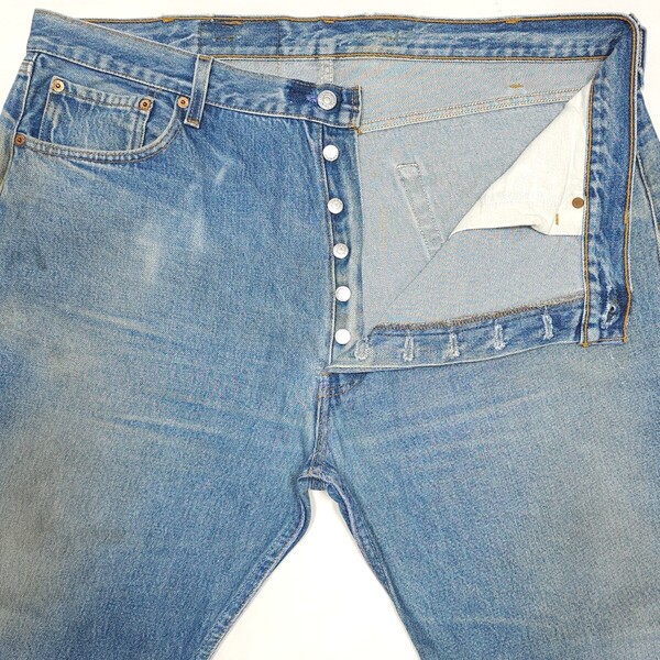 USA製Levi'sリーバイス501xxスモールeレギュラー脇割デニムパンツ90sヴィンテージ90年代エイジング ヒゲW42ビッグサイズ501-0000ジーンズ