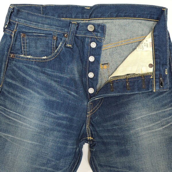 Levi'sリーバイス501XXデニムパンツ日本製ヴィンテージ復刻ジーンズ47501セルビッジ赤耳ビッグEヒゲ美品ハチノス47年モデル00sユーズド加工